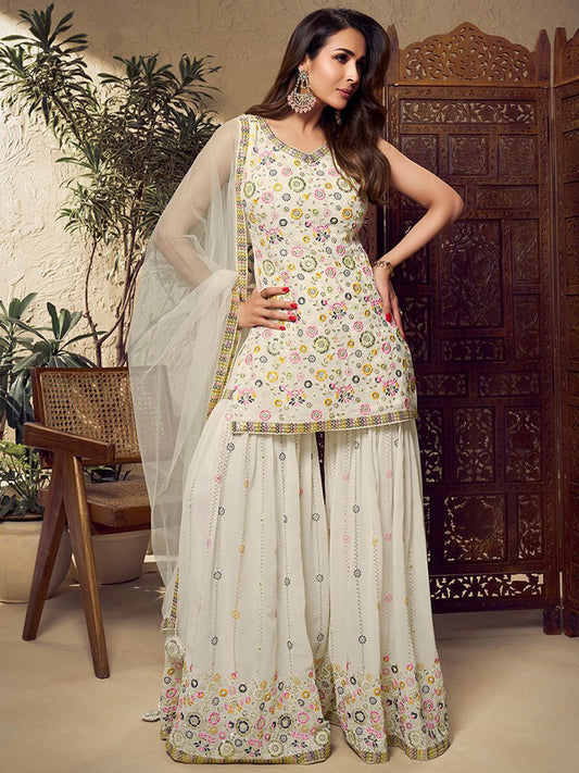 Dhiyona IN Floral Multi Thread and Sequins Embroidered Kurta Set