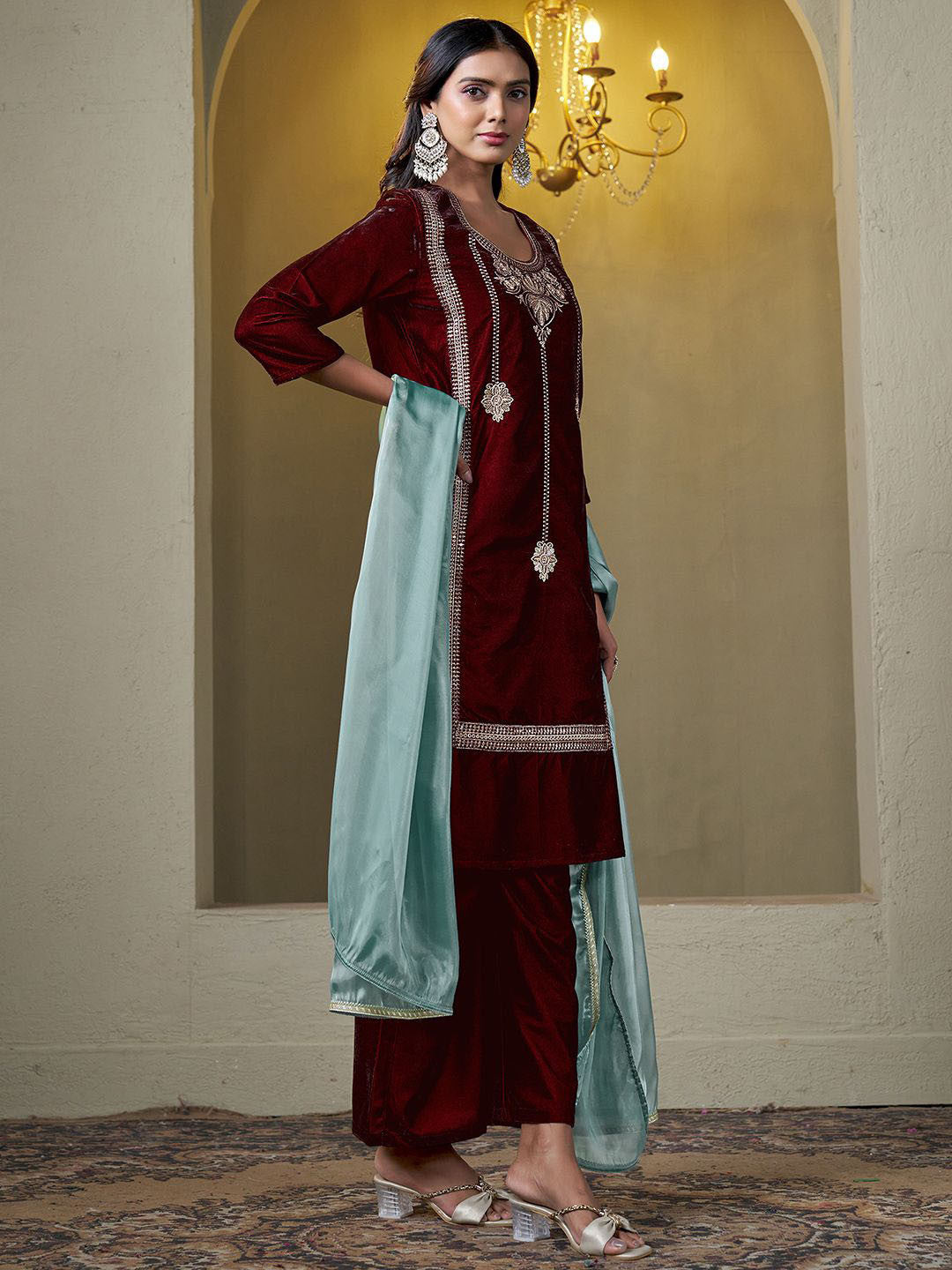 Embroidered Kurta & Trouser With Dupatta