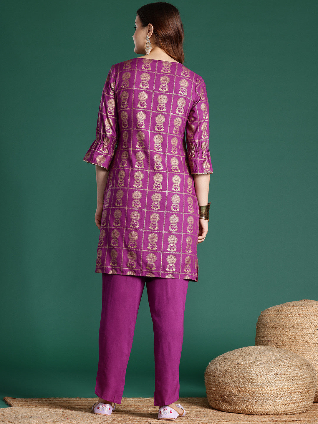 Ethnic Motifs Printed Straight Kurta with Trousers
