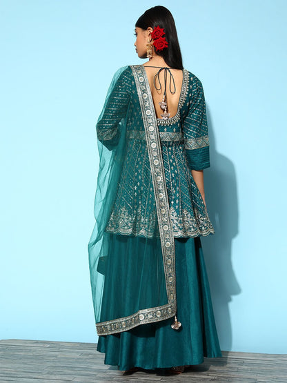 Dhiyona LL Women Ethnic Motifs Pure Silk Hyper Texture Kurta Set