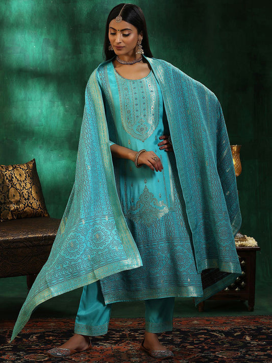 Women Ethnic Motifs Regular Kurta with Trousers & With Dupatta