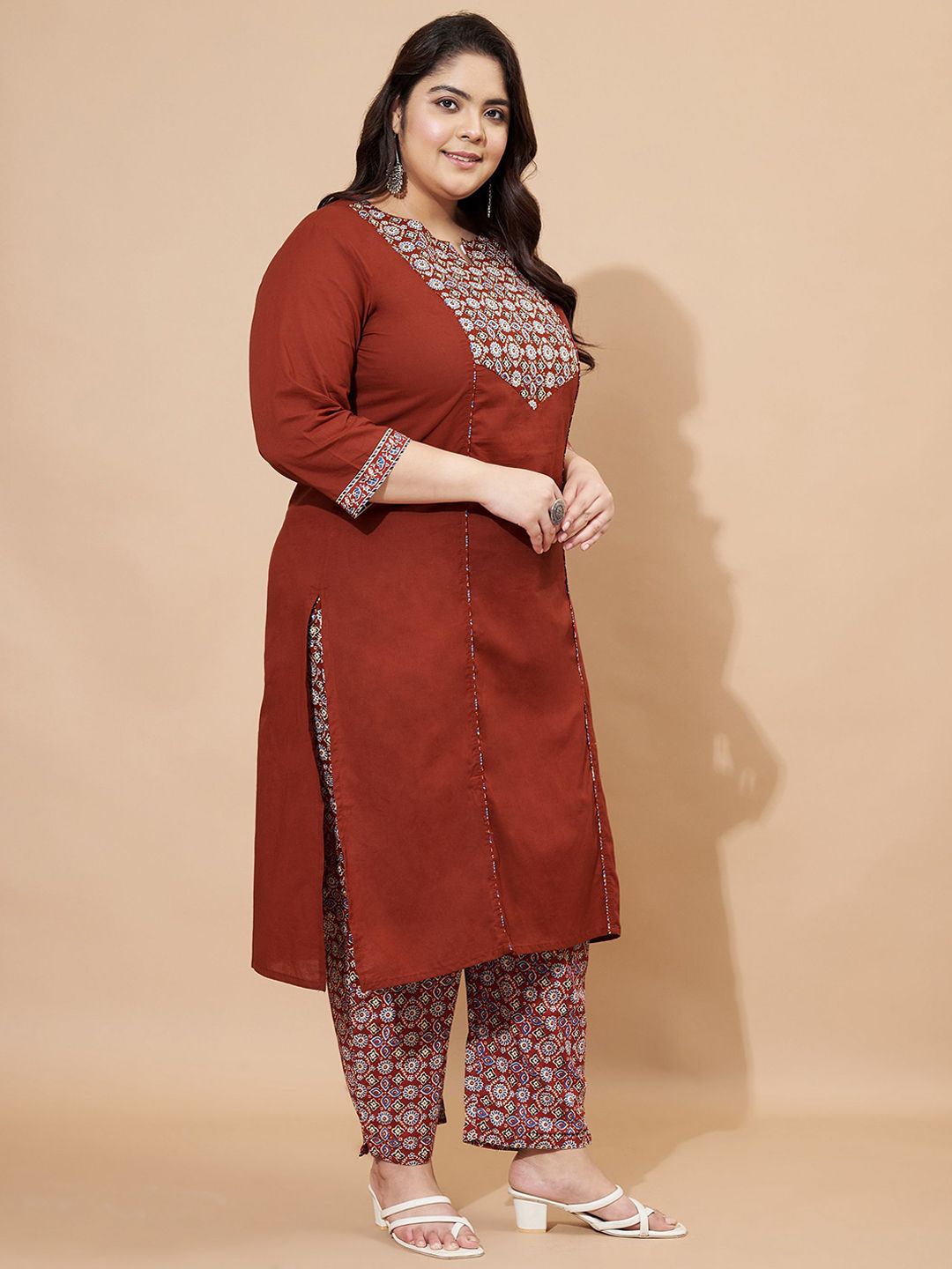 Dhiyona KL Women Floral Printed Regular Pure Cotton Kurta with Trousers and Dupatta