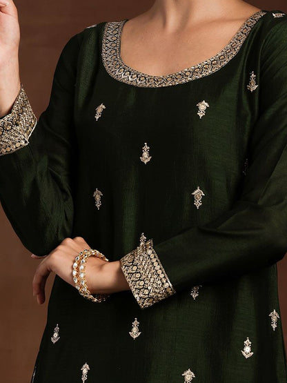 Dhiyona LL Women Floral Embroidered Regular Thread Work Kurta with Palazzos & With Dupatta