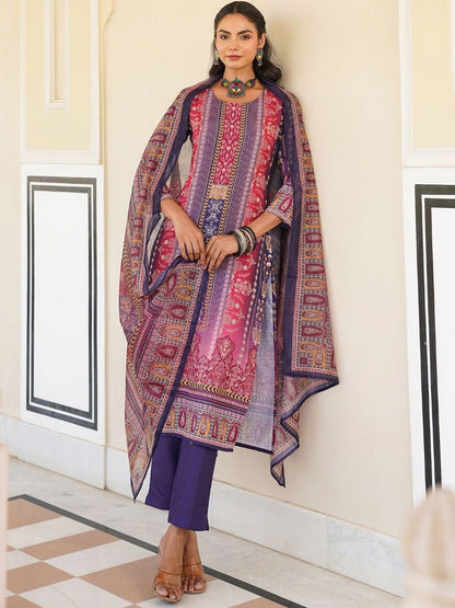 Dhiyona KL Women Ethnic Motifs Printed Regular Kurta with Trousers & With Dupatta