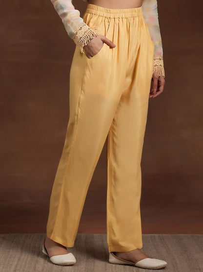 Dhiyona LL Yellow Floral Printed V-Nek Beads and Stones Straight Kurta with Palazzos & Dupatta