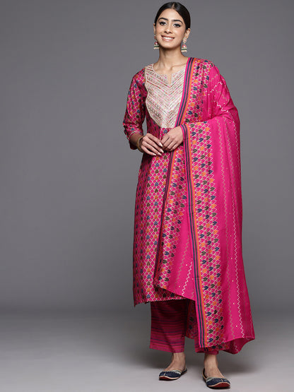 Women Ethnic Motifs Yoke Design Gotta Patti Kurta with Trousers & With Dupatta