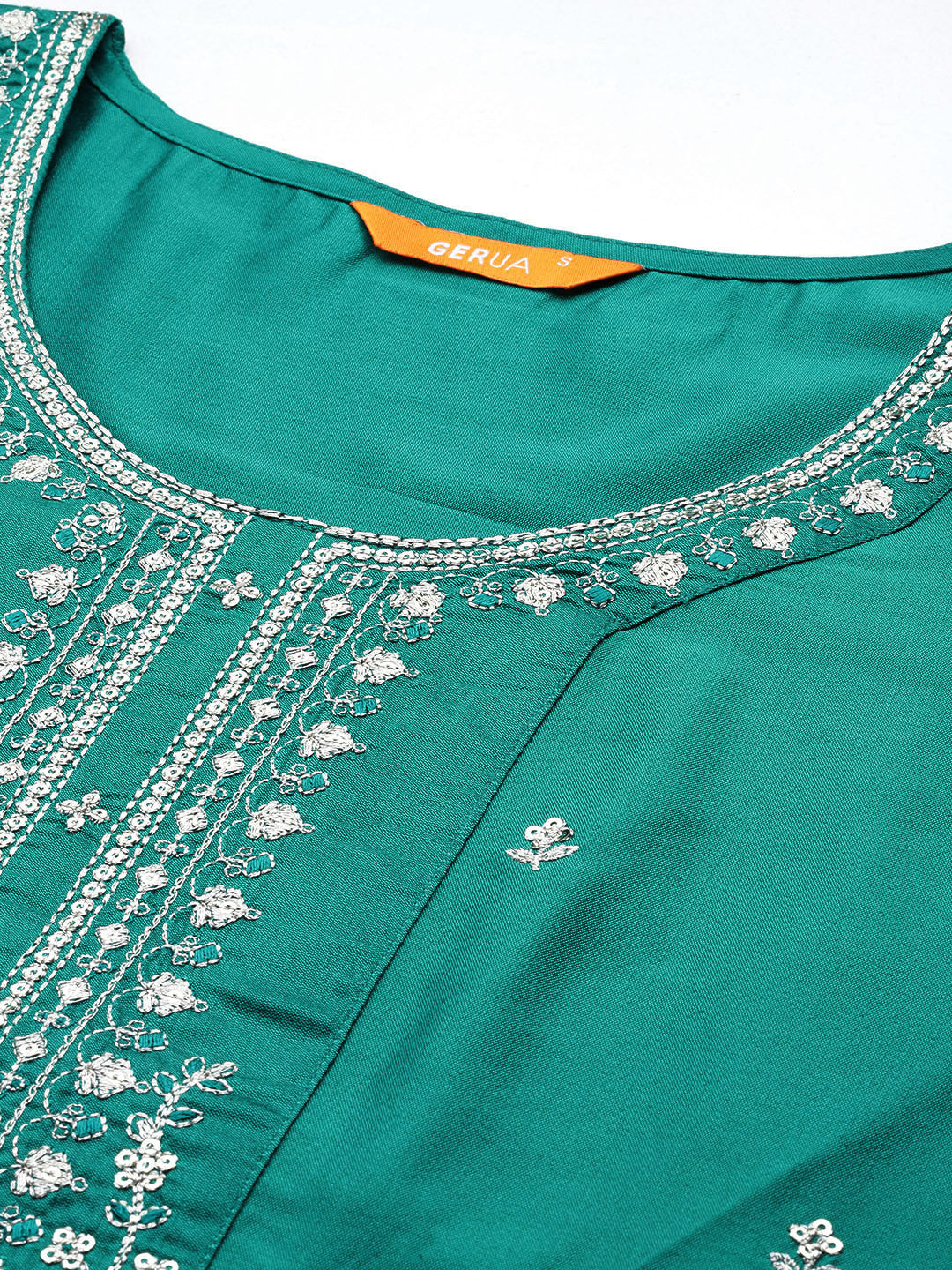 Floral Embroidered Regular Sequinned Kurta with Trousers Dupatta
