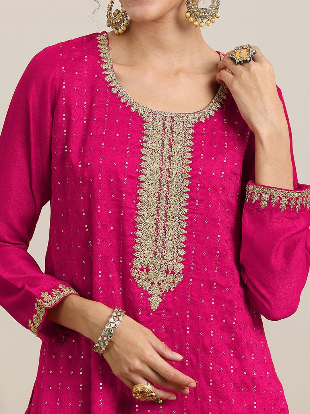 Dhiyona LL Women Floral Embroidered Kurta with Palazzos & Dupatta