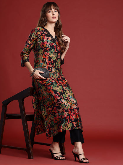 Floral Printed Kurta with Trousers