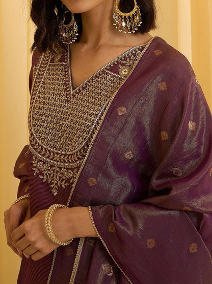 Dhiyona CH Women Ethnic Motifs Embroidered Regular Sequinned Kurta with Palazzos & Dupatta