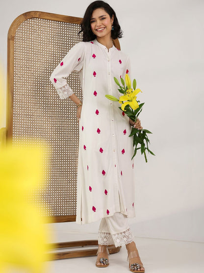 Women Ethnic Motifs Embroidered Regular Thread Work Kurta with Trousers