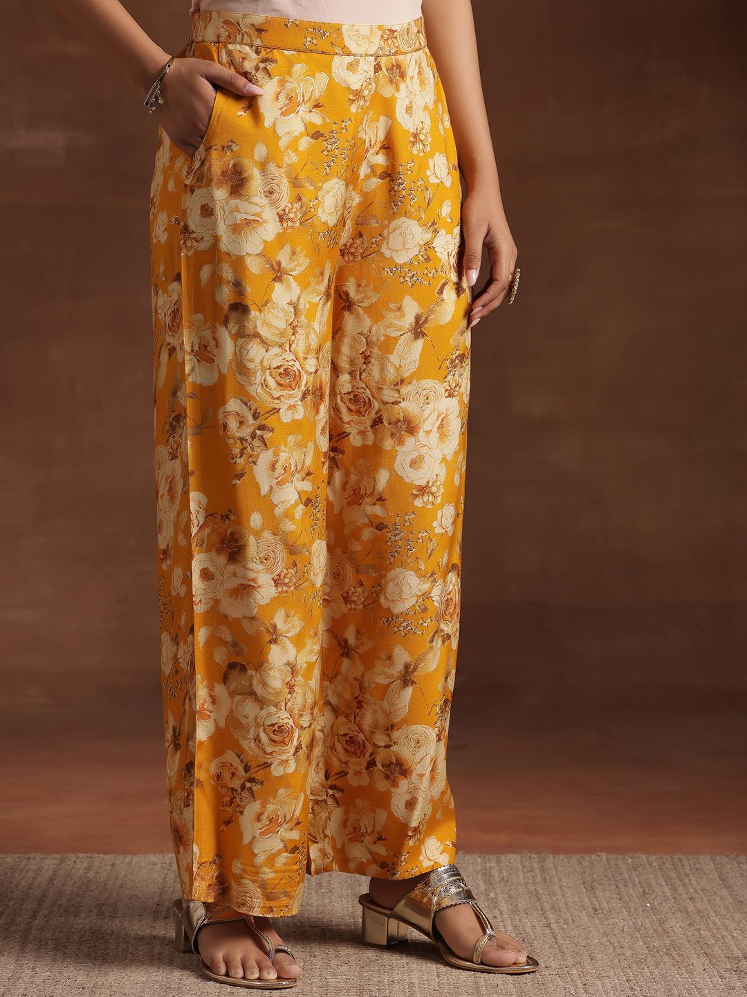 Dhiyona LL Floral Printed Empire Sequinned A-Line Kurta With Palazzo & Dupatta
