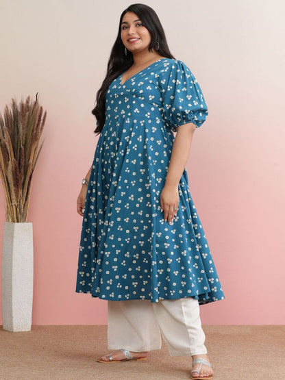 Dhiyona AY Women's Floral Print A-Line Kurta