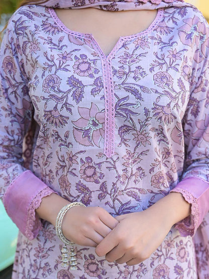 Dhiyona KL Women Purple Pure Cotton Kurta Sets