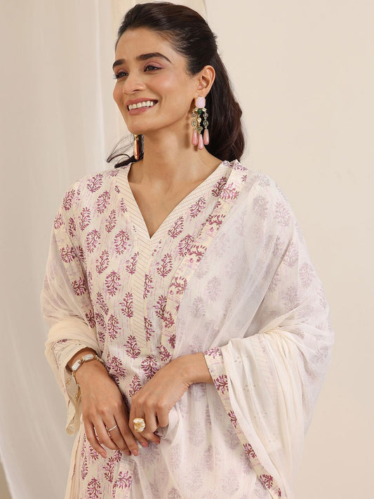 Ethnic Motifs Printed Straight Kurta With Trousers & Dupatta