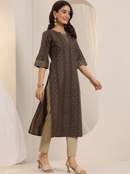 Women Ethnic Motifs Printed Regular Thread Work Kurta with Trousers & With Dupatta