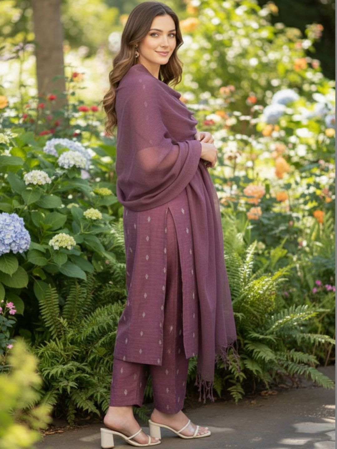 Dhiyona KL Women Regular Kurta with Trousers & With Dupatta