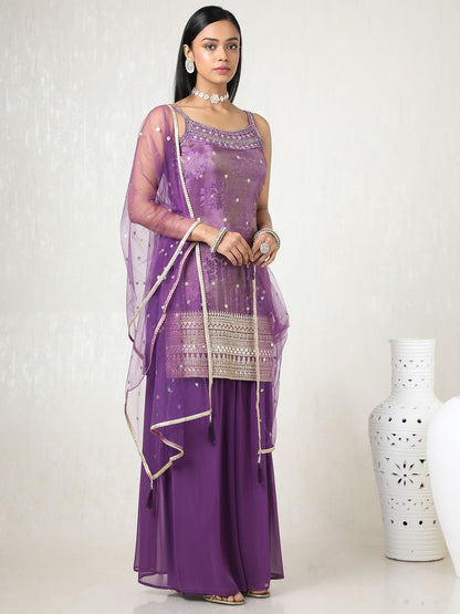 Dhiyona SO Women's Women Embroidered Regular Sequinned Kurta with Palazzos & With Dupatta