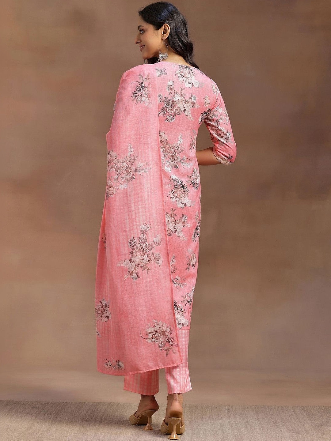 Women Floral Printed Regular Thread Work Kurta with Trousers & With Dupatta