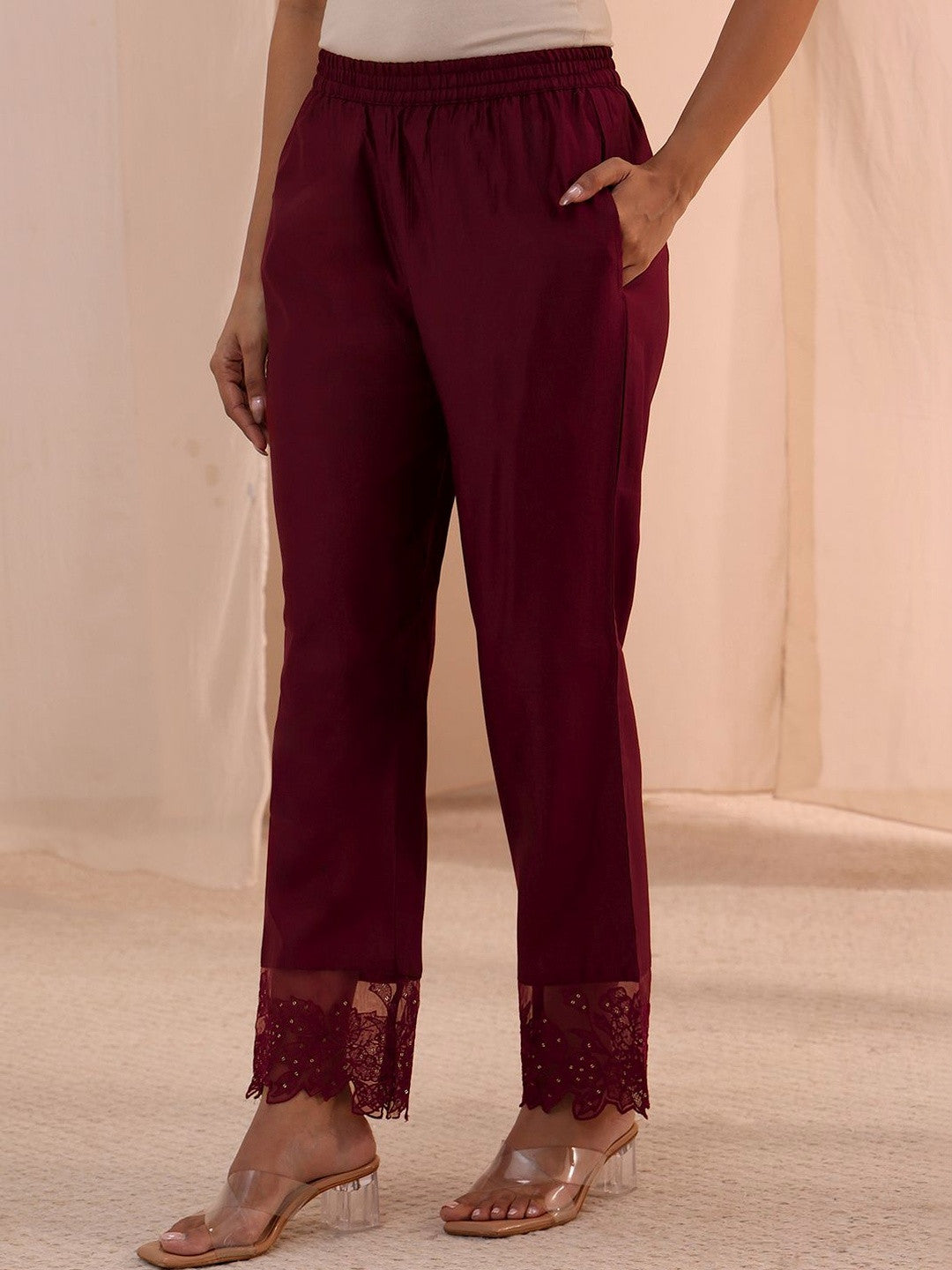 Women Regular Thread Work Kurta with Trousers