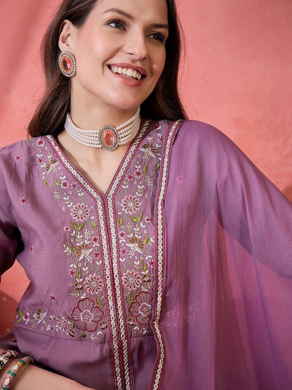 Dhiyona SN Yoke Design Anarkali Kurta Set With Dupatta