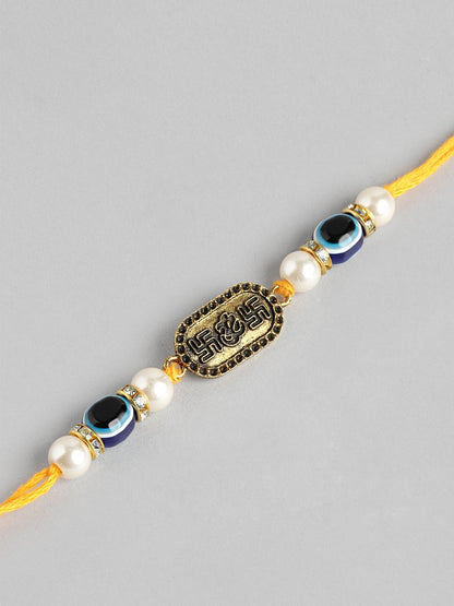 Dhiyona Unisex Set of 2 Beaded Bhai Bhabhi Rakhis With Roli & Chawal