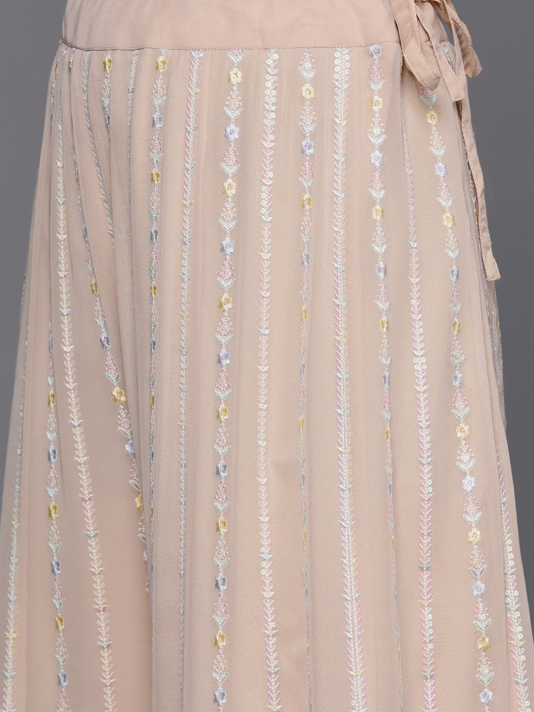 Dhiyona LL Floral Embroidered Regular Sequinned Kurti with Palazzos & Dupatta