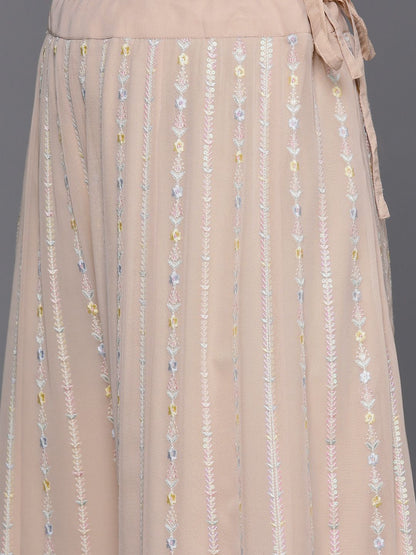 Dhiyona LL Floral Embroidered Regular Sequinned Kurti with Palazzos & Dupatta