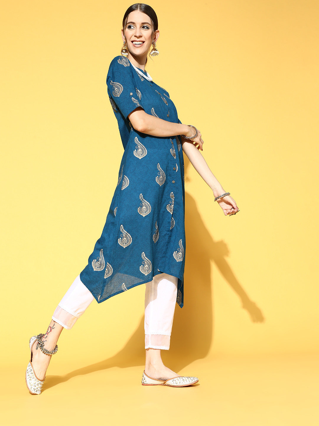Printed Cotton Blend Kurta Set