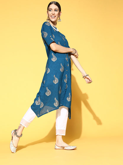Printed Cotton Blend Kurta Set
