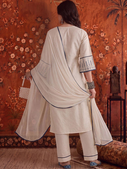 Embroidered V Neck Kurta Sets