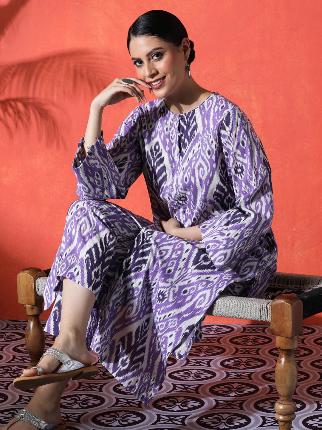 Dhiyona SN Floral Printed 100% Cotton Kurta & Trousers Kurta Set