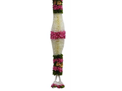 Pink & Cream Hanging Artificial Flower Toran for Main Door Entrance, Reusable Thoran for Pooja Mandir, Living Room & Home Décor, Bandarwal for Festival Decoration (42x25 inch)