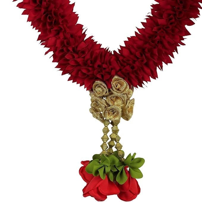 Artificial Garland for Home Decoration, 50 Inches Handcrafted Artificial Garland for Sankranti Ugadi Varamahalakshmi Wedding Event, Diwali & Navaratri Festivals (Maroon)