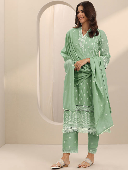 Women Floral Embroidered Kurta with Trousers & Dupatta