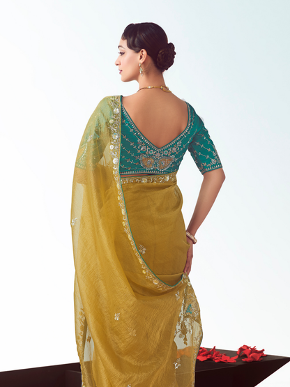 Dhiyona KM Women Yellow Silk Saree
