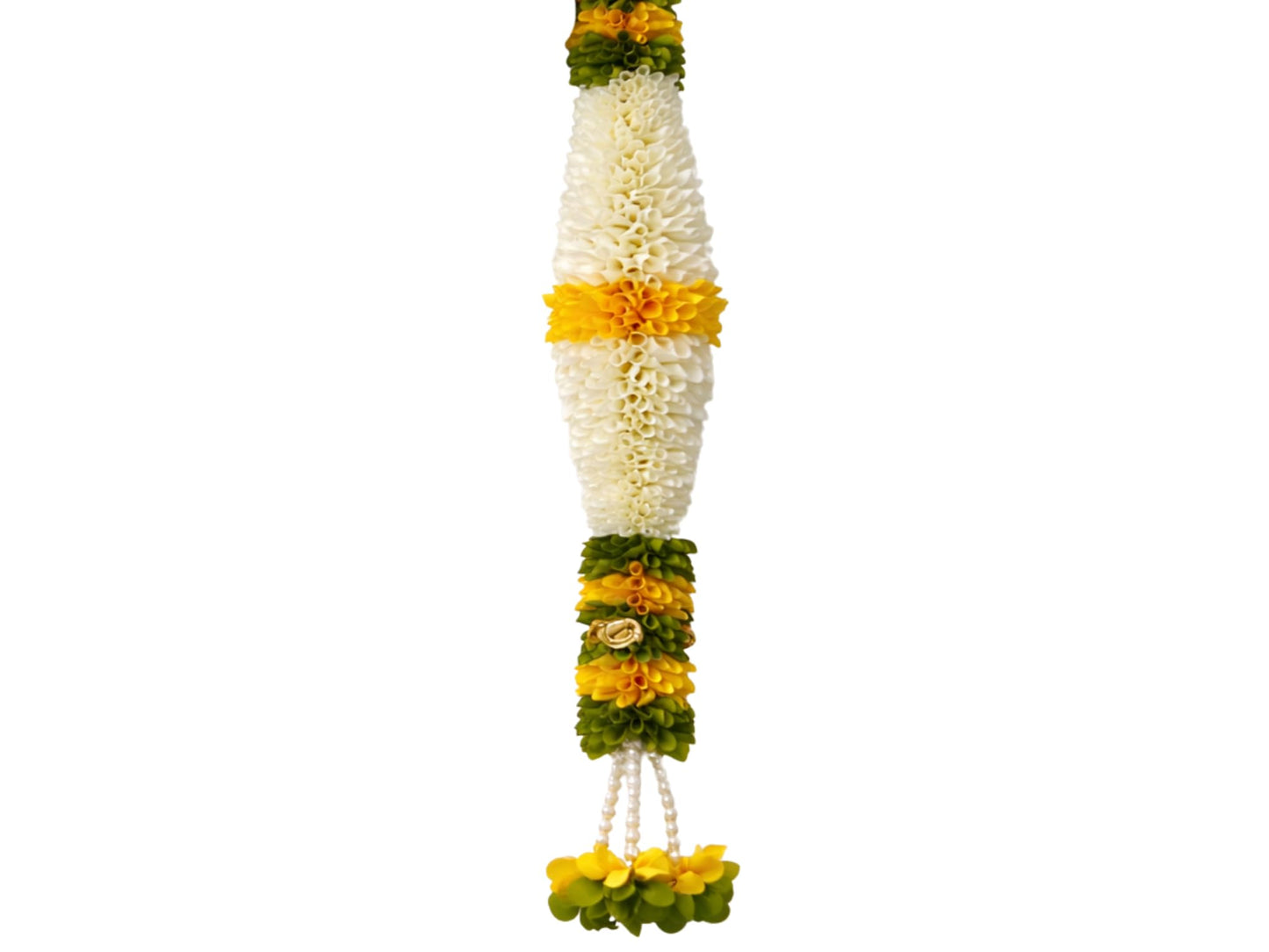 Yellow & Green Hanging Artificial Flower Toran for Main Door Entrance, Reusable Thoran for Pooja Mandir, Living Room & Home Décor, Bandarwal for Festival Decoration (42x25 inch)