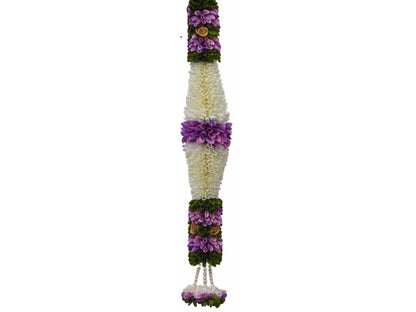 Purple & Cream Hanging Artificial Flower Toran for Main Door Entrance, Reusable Thoran for Pooja Mandir, Living Room & Home Décor, Bandarwal for Festival Decoration (42x25 inch)