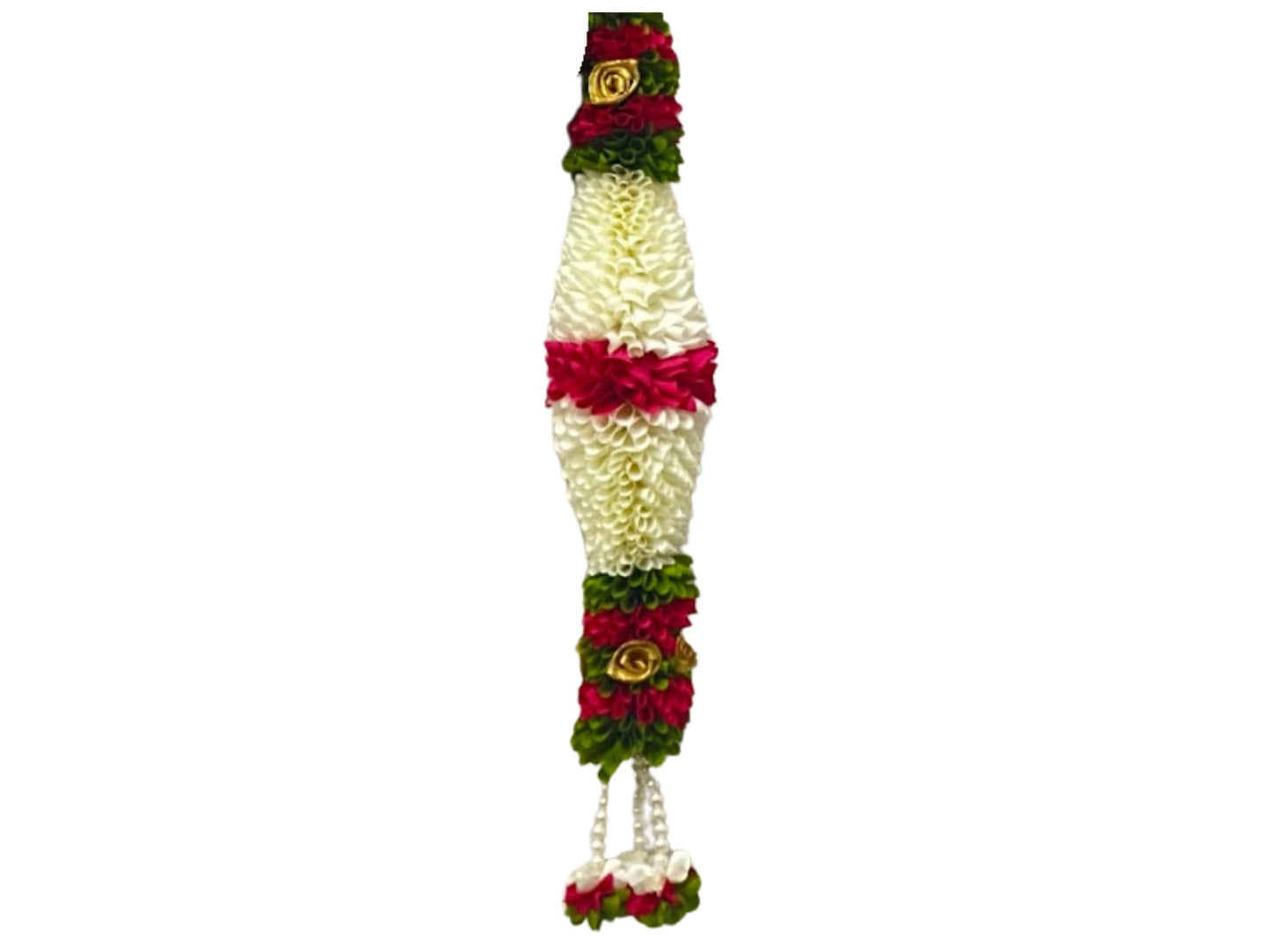 Cream & Pink Hanging Artificial Flower Toran for Main Door Entrance, Reusable Thoran for Pooja Mandir, Living Room & Home Décor, Bandarwal for Festival Decoration (42x25 inch)
