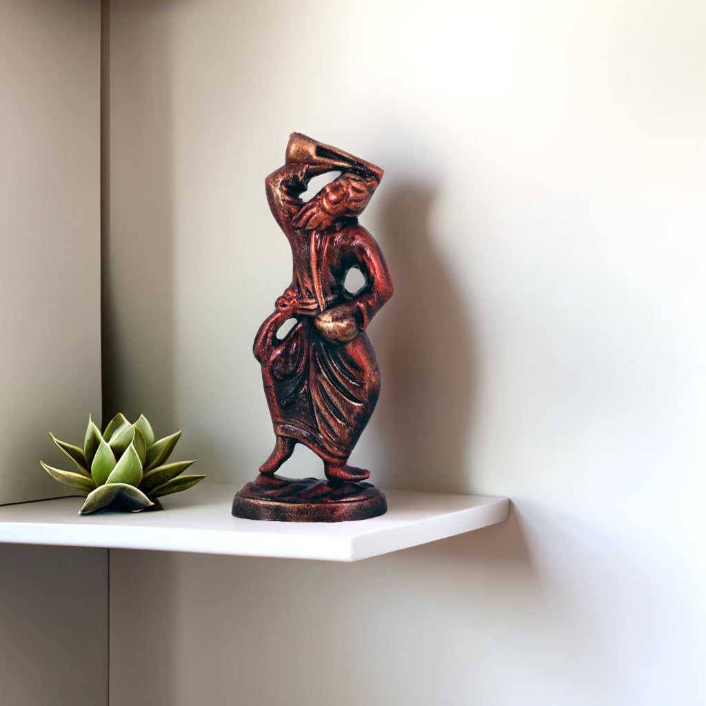 Niharika Collections Handmade Clay Terracotta Abstract Sculpture | Home Décor & Gift | Spiritual & Cultural Art | Baul - Folk Singer Idol (Color Bronze)