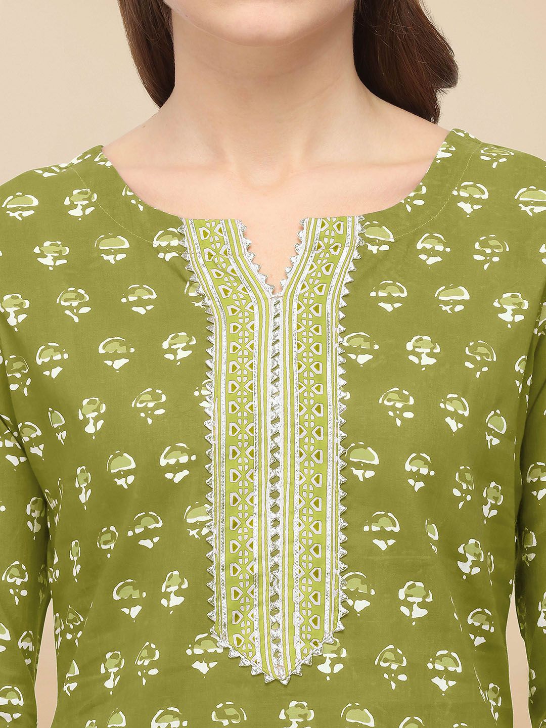 Dhiyona KL Women Green Ethnic Motifs Printed Gotta Patti Kurta with Palazzos & With Dupatta