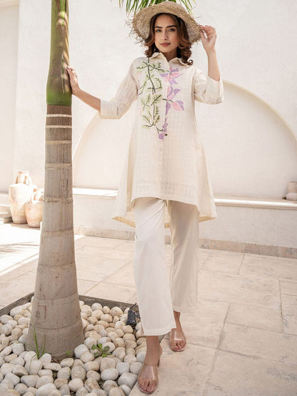 Women Floral Printed Regular Pure Cotton A-Line Kurta with Trousers