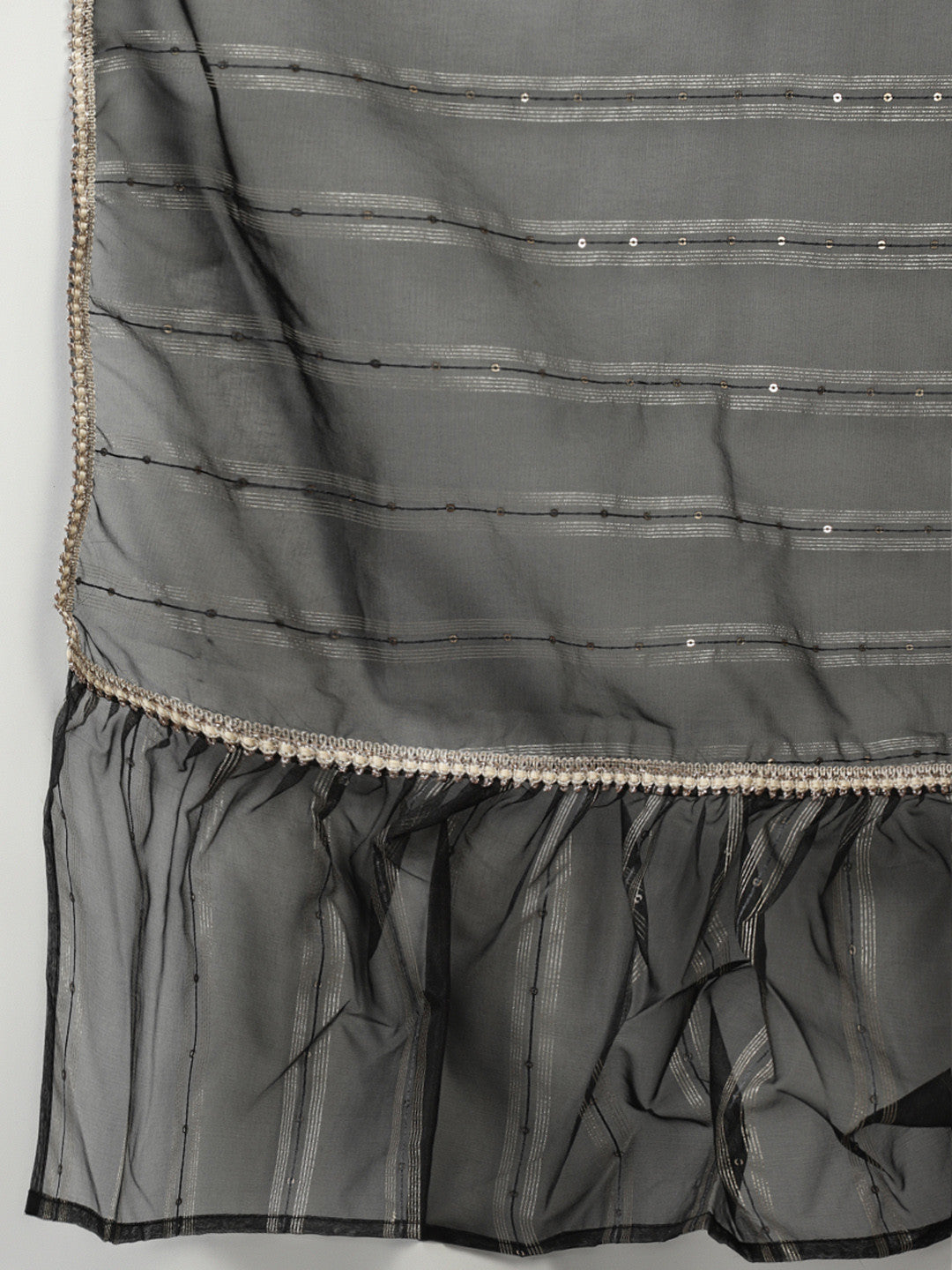 Women Black Liva Sequin Detail Kurta with Trousers & Dupatta