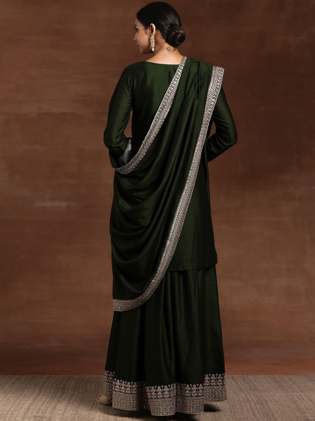 Dhiyona LL Ethnic Motifs Embroidered Regular Kurta with Palazzos & With Dupatta