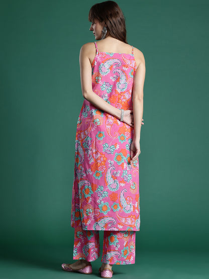 Floral Printed Pure Cotton Kurta with Palazzos