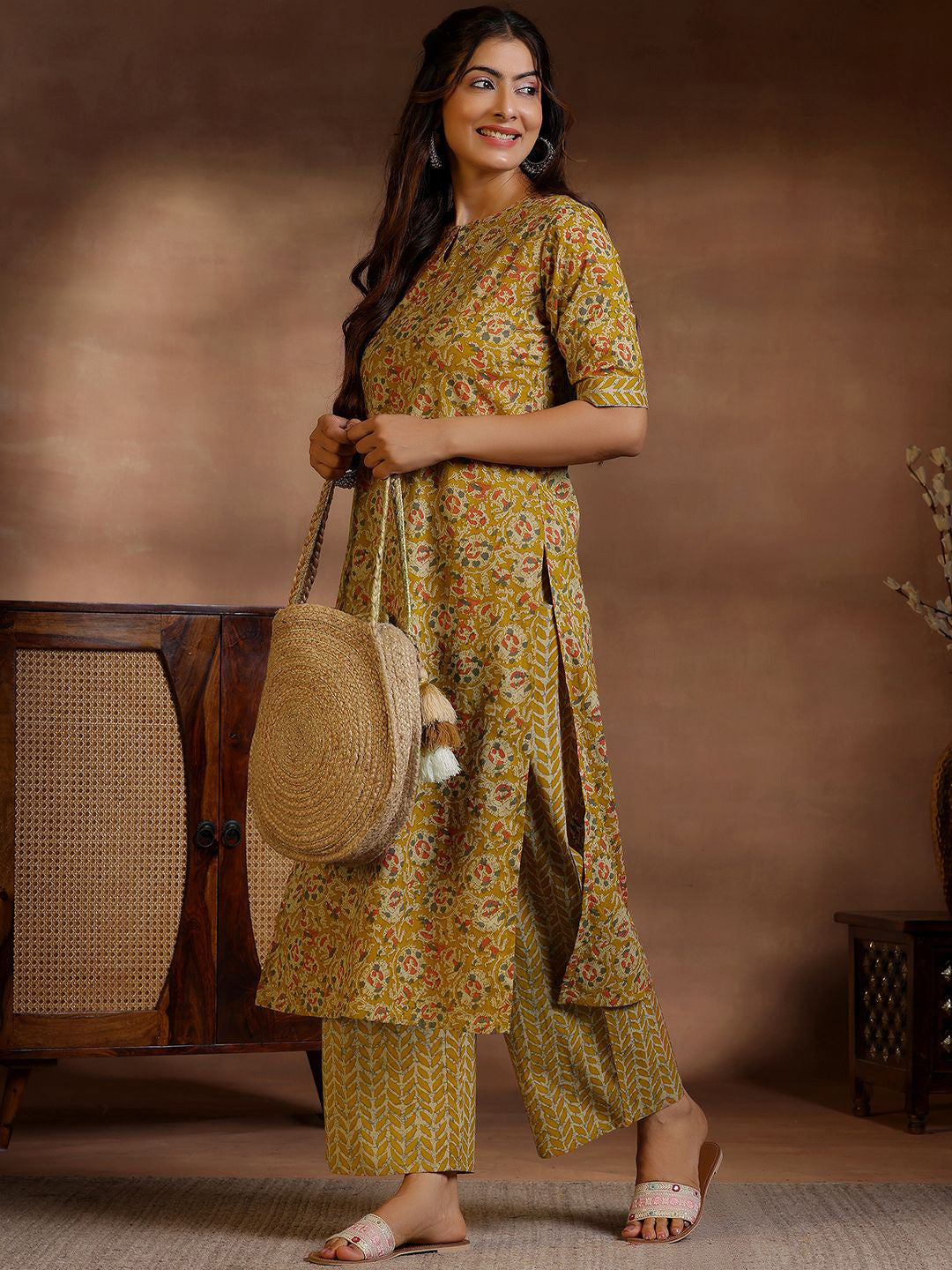 Women Floral Printed Regular Pure Cotton Kurta with Palazzos