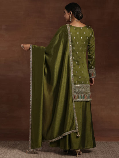 Dhiyona LL Women Ethnic Motifs Embroidered Regular Kurta with Palazzos & With Dupatta