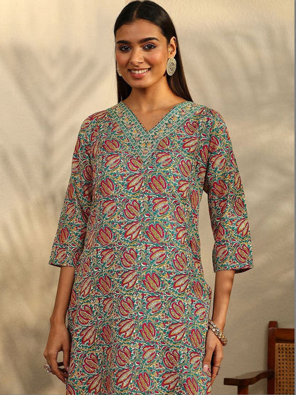 Women Floral Printed Regular Kurta with Trousers & With Dupatta