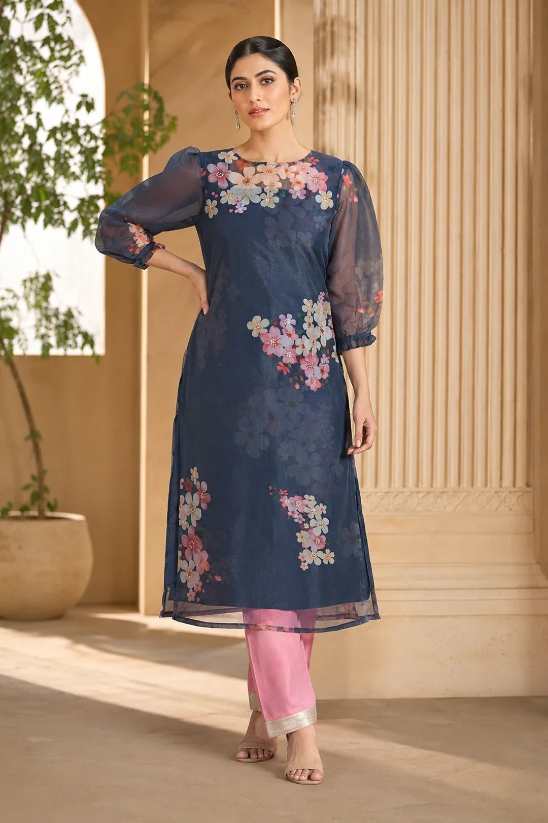 Organza Pittan Work Kurta With Pant