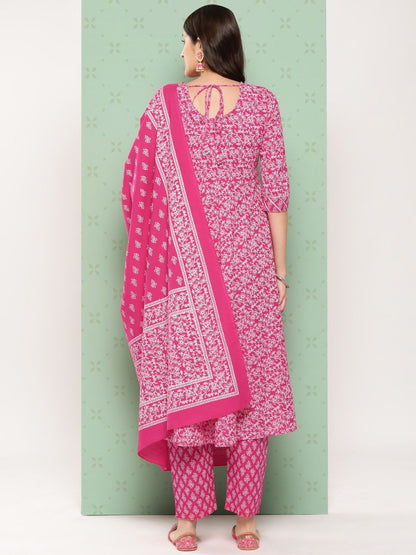 Dhiyona KL Women Ethnic Motifs Printed Empire Gotta Patti Kurta with Trousers & With Dupatta